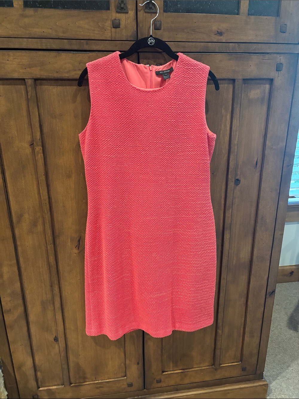 St. John Pink Textured Sleeveless Shift Dress